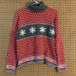 VTG Christmas Sweater Turtleneck Large Paul Harris Design Faire Aisle Snowflake